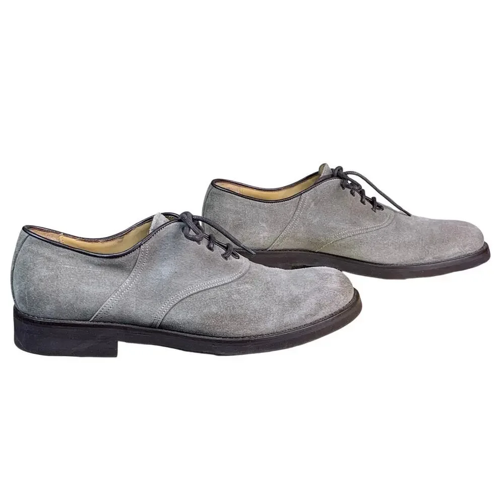 Antonio Maurizi Taupe Suede Derby Shoes Mens Leather Lace Up Size EU 41 US 8